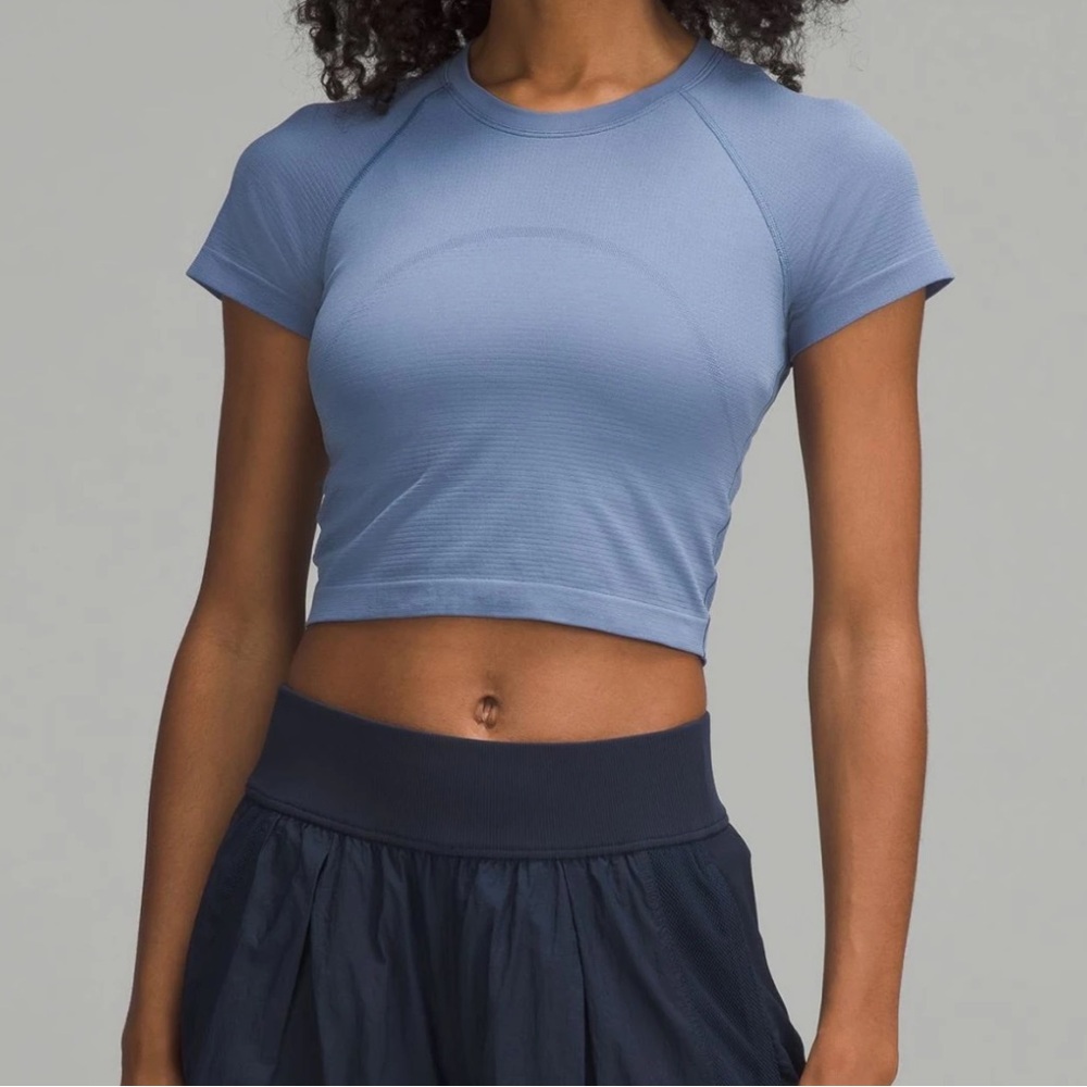 Lululemon swiftly tech oasis blue cropped short sleeve tee 2.0